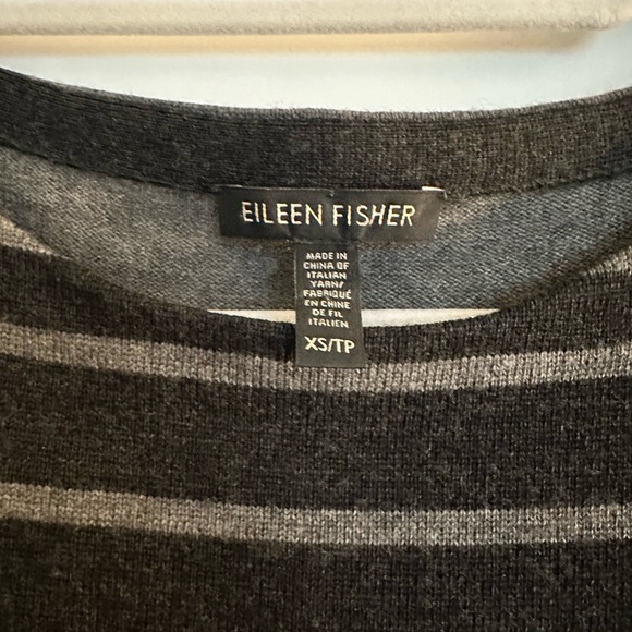 Eileen Fisher Grey & Black Striped Sweater - Picture 2 of 3